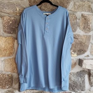 TIMBER TRAIL Big Tall LS Henley Shirt Blue 100% Cotton Knit Men Sz 2XL